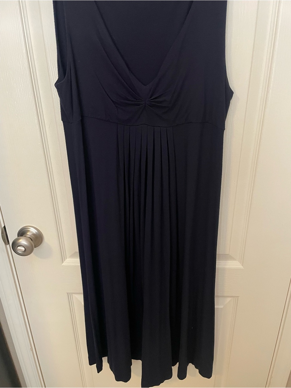 J Crew Sleeveless V-Neck Navy Midi Dress Large